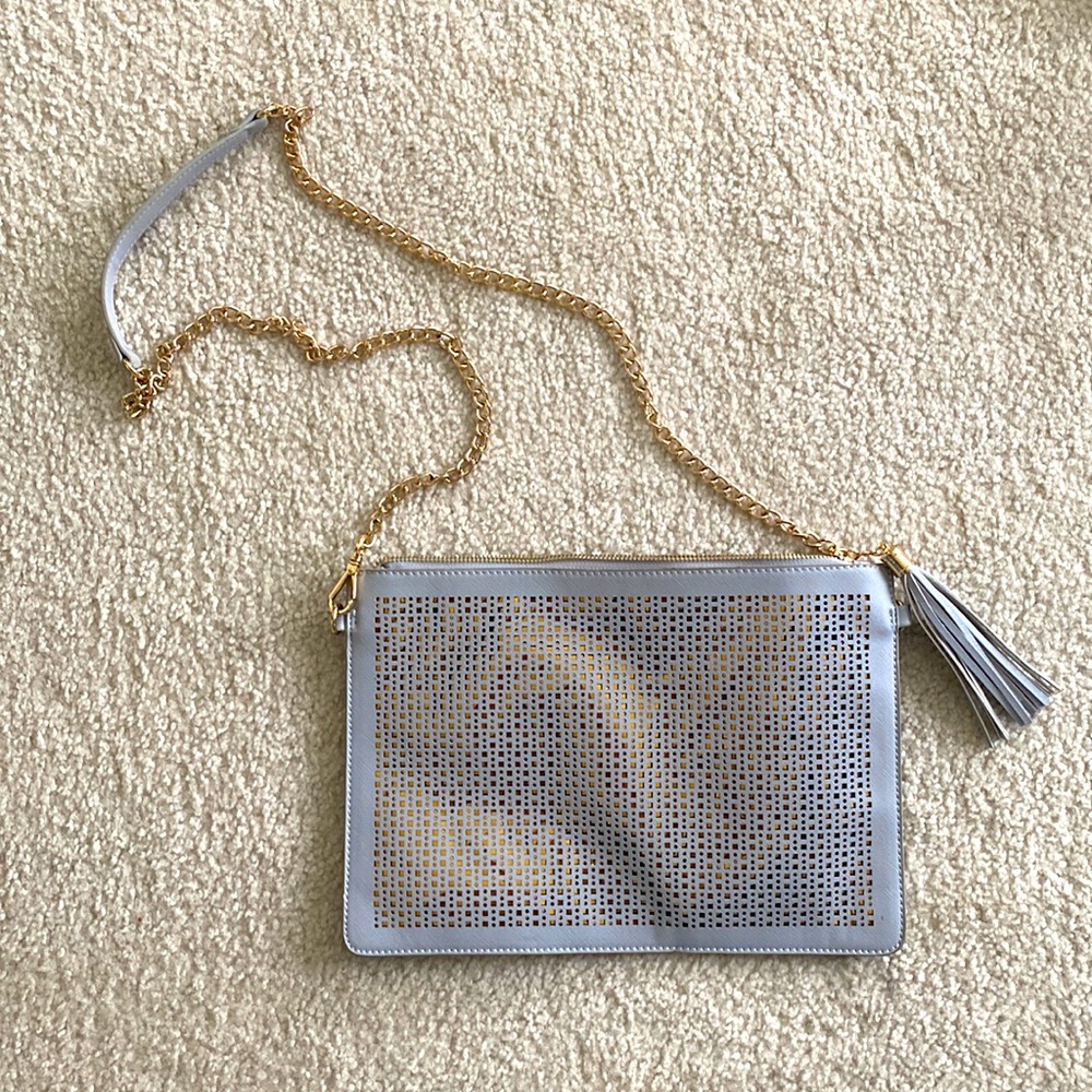Mud Pie iridescent Clutch Gold/Gray Bag NWOT